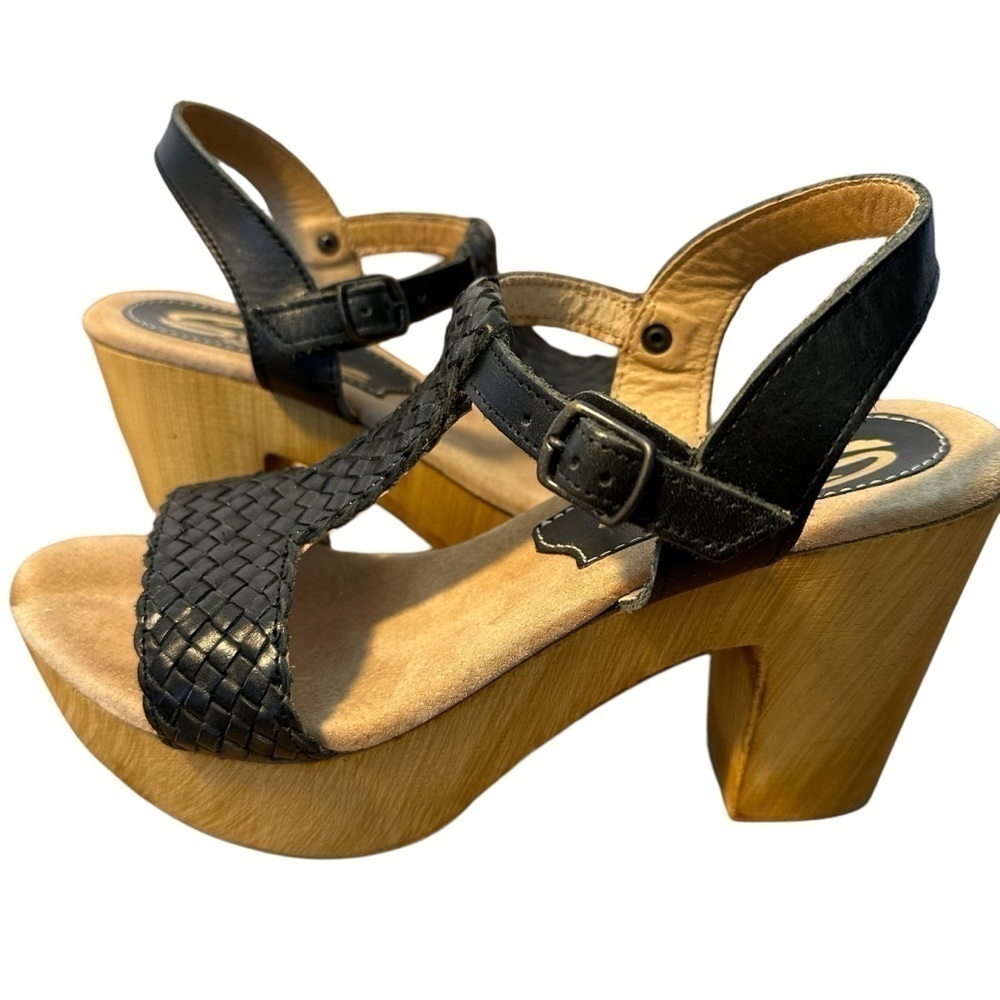 SBICCA made in Italy black woven leather heel sandals in size 10 - Picture 9 of 14